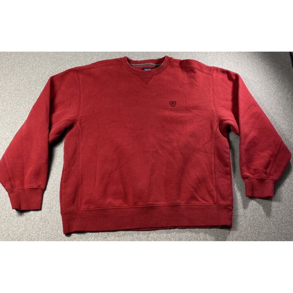 IZOD Embroidered Crew Neck Sweater Red Men Sz Large